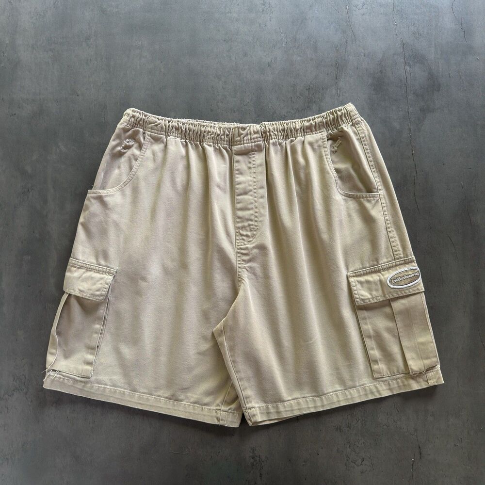 Vintage Billabong Cargo Shorts Mens Large Beige Y2K Skate Surf Utility Baggy 32”